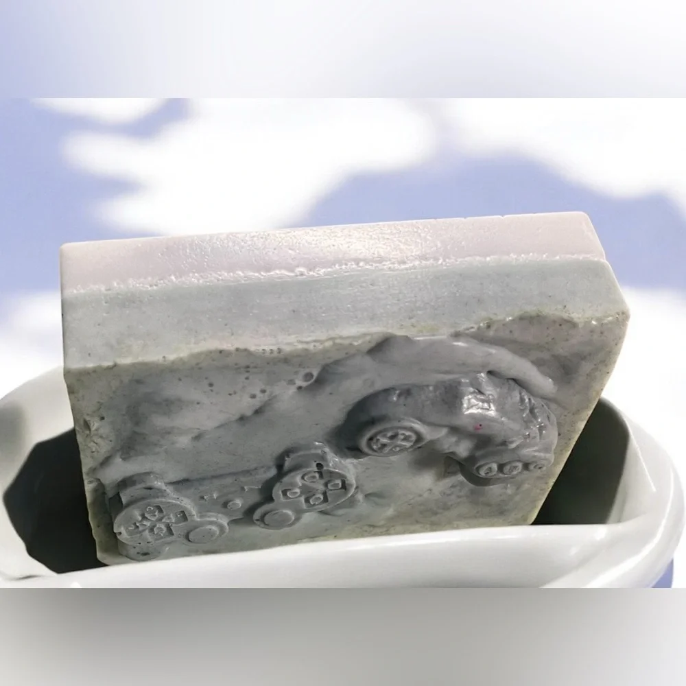 Cherry Vanilla rum scent Gaming Soap gray handmade shea butter 4x2in 5oz